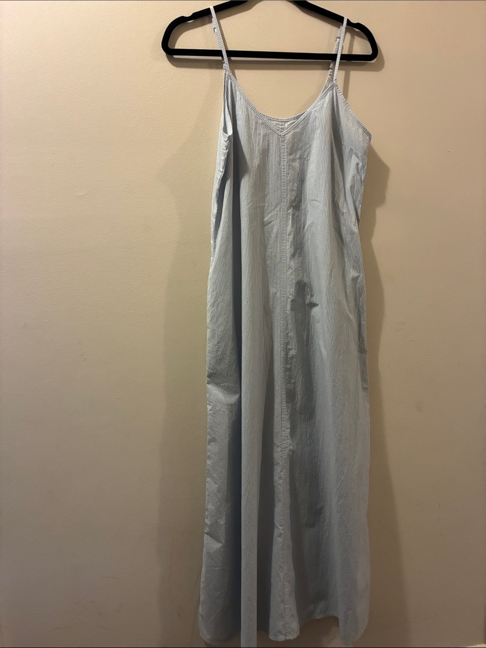 Buck Mason NWT - Light Blue Spaghetti Strap Maxi Dress - 100-% cotton - pockets